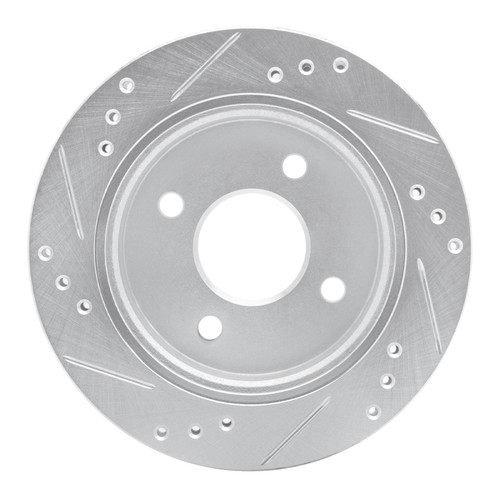 R1 95-04 Ford CONTOUR Rear Right Drilled & Slotted Silver Brake Rotor
