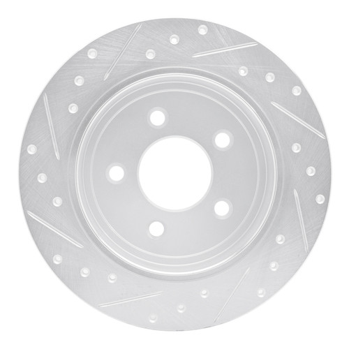 R1 91-95 Ford Crown Victoria Rear Right Drilled & Slotted Silver Brake Rotor