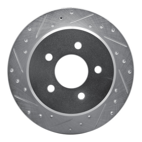 R1 91-95 Ford Crown Victoria Rear Left Drilled & Slotted Silver Brake Rotor