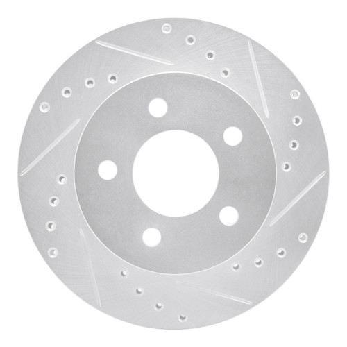 R1 91-94 Ford Crown Victoria Front Right Drilled & Slotted Silver Brake Rotor