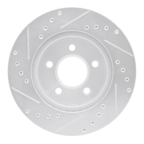 R1 91-94 Ford Crown Victoria Front Right Drilled & Slotted Silver Brake Rotor