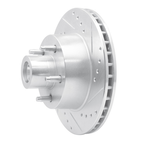 R1 79-91 Ford LTD Crown Victoria Front Right Drilled & Slotted Silver Brake Rotor