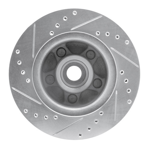 R1 79-91 Ford LTD Crown Victoria Front Right Drilled & Slotted Silver Brake Rotor