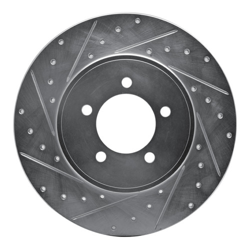 R1 03-05 Lincoln AVIATOR Rear Left Drilled & Slotted Silver Brake Rotor