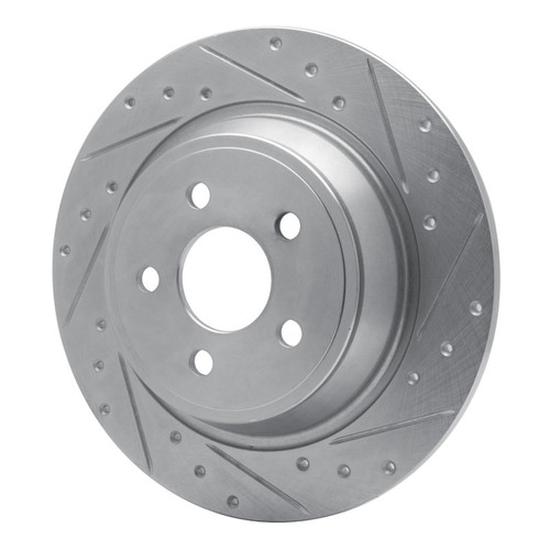 R1 15-24 Ford FusIon Rear Right Drilled & Slotted Silver Brake Rotor