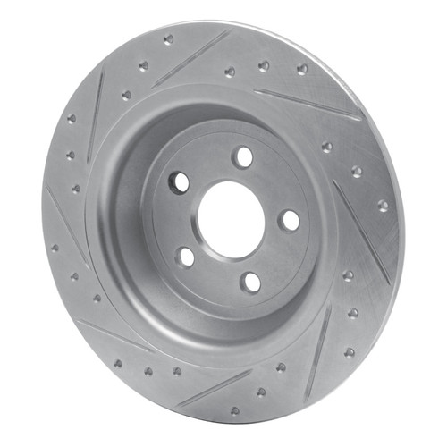 R1 15-24 Ford FusIon Rear Right Drilled & Slotted Silver Brake Rotor