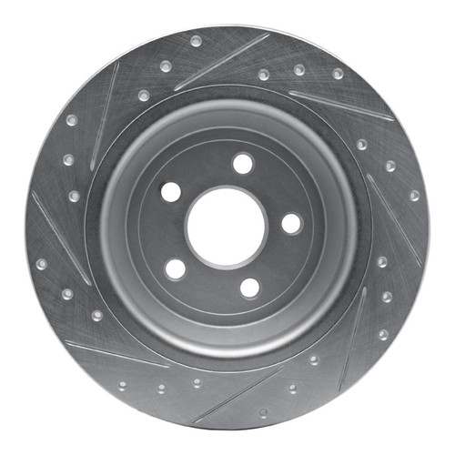 R1 15-24 Ford FusIon Rear Right Drilled & Slotted Silver Brake Rotor