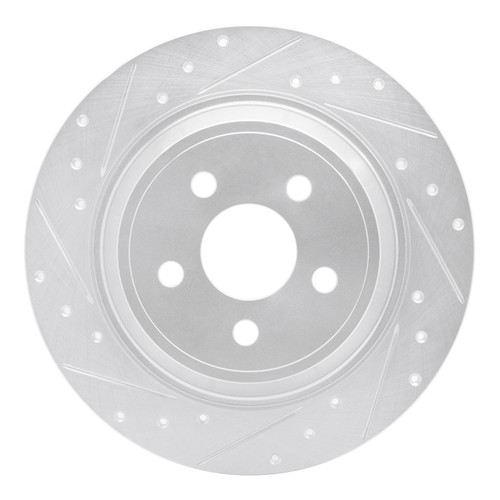 R1 15-24 Ford Edge Rear Left Drilled & Slotted Silver Brake Rotor
