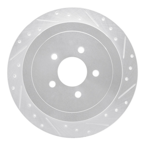 R1 03-11 Lincoln Town Car Rear Right Drilled & Slotted Silver Brake Rotor