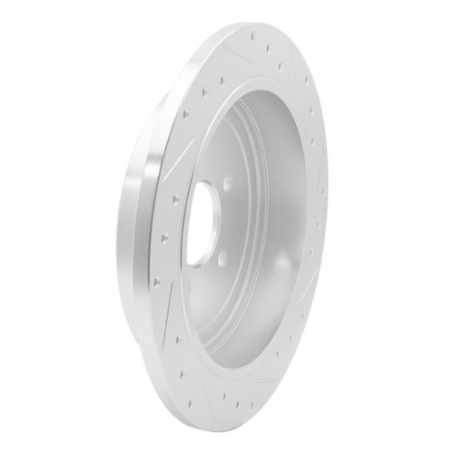 R1 03-11 Lincoln Town Car Rear Left Drilled & Slotted Silver Brake Rotor