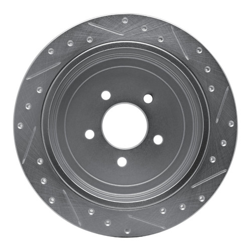 R1 03-11 Lincoln Town Car Rear Left Drilled & Slotted Silver Brake Rotor