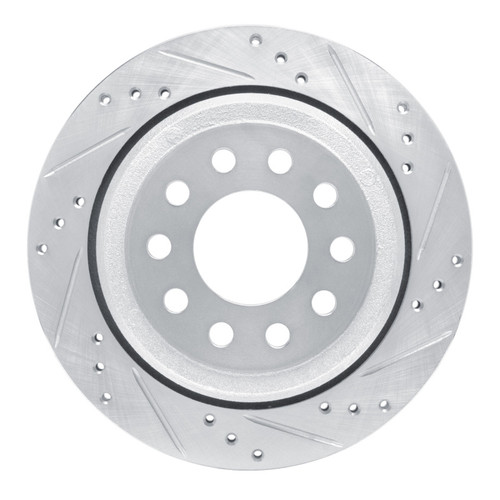 R1 03-11 Lincoln Town Car Rear Right Drilled & Slotted Silver Brake Rotor EDZ-55003R