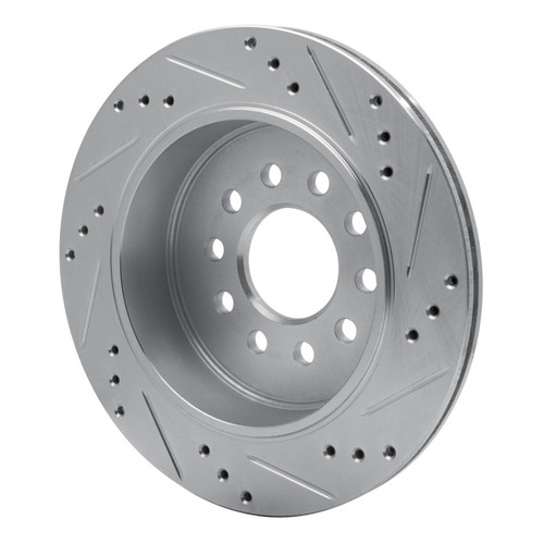 R1 03-11 Lincoln Town Car Rear Left Drilled & Slotted Silver Brake Rotor EDZ-55003L