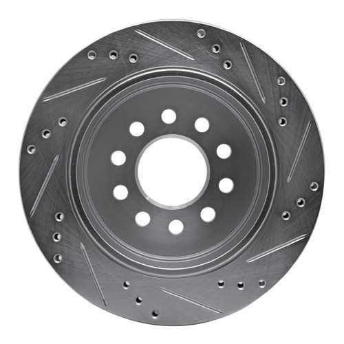 R1 03-11 Lincoln Town Car Rear Left Drilled & Slotted Silver Brake Rotor EDZ-55003L