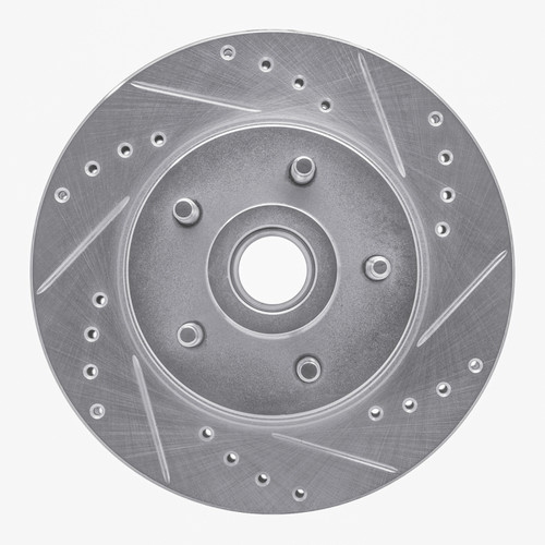 R1 84-87 Lincoln CONTINENTAL Front Right Drilled & Slotted Silver Brake Rotor