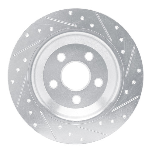 R1 22-25 Ford Maverick Rear Left Drilled & Slotted Silver Brake Rotor