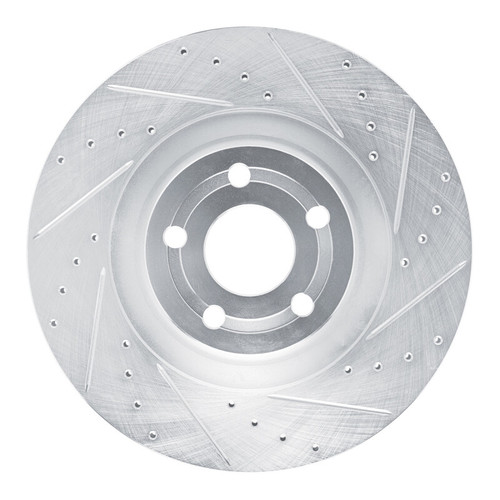 R1 22-25 Ford Maverick Front Right Drilled & Slotted Silver Brake Rotor