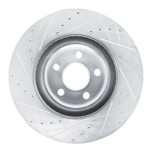 R1 22-25 Ford Maverick Front Right Drilled & Slotted Silver Brake Rotor