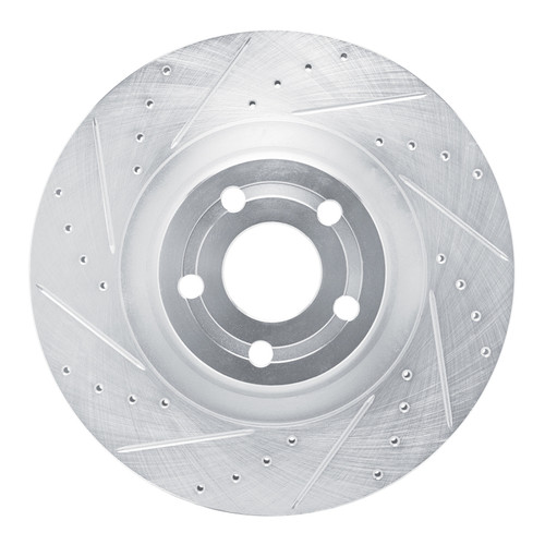 R1 22-25 Ford Maverick Front Left Drilled & Slotted Silver Brake Rotor