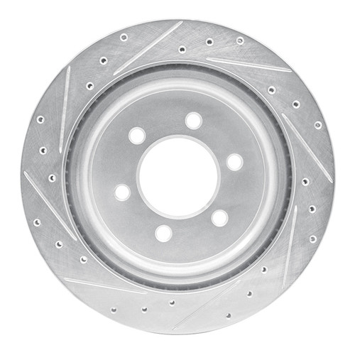 R1 21-25 Ford F-150 Lightning Rear Right Drilled & Slotted Silver Brake Rotor