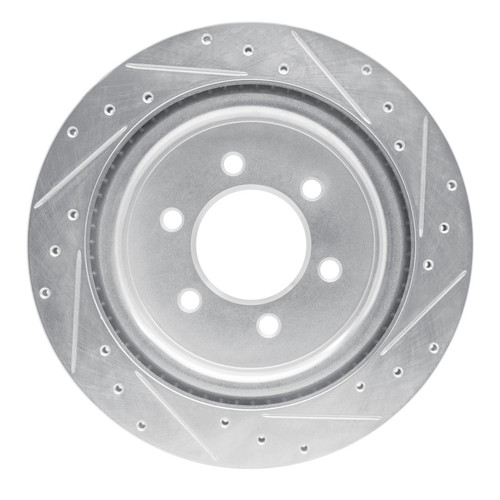 R1 21-25 Ford F-150 4WD Rear Left Drilled & Slotted Silver Brake Rotor