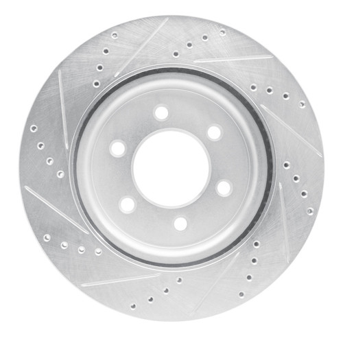 R1 21-25 Ford F-150 RWD Front Right Drilled & Slotted Silver Brake Rotor