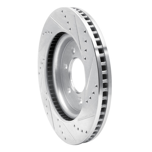 R1 21-25 Ford F-150 4WD Front Left Drilled & Slotted Silver Brake Rotor