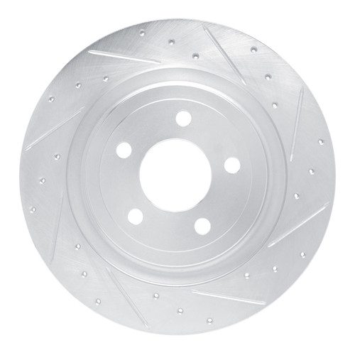 R1 20-25 Ford Mustang Rear Right Drilled & Slotted Silver Brake Rotor