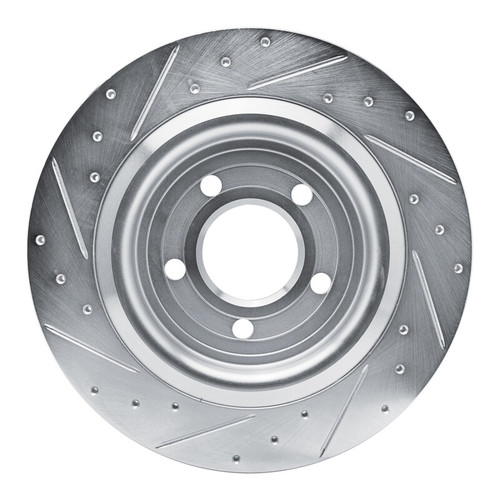 R1 20-25 Ford Mustang Rear Right Drilled & Slotted Silver Brake Rotor