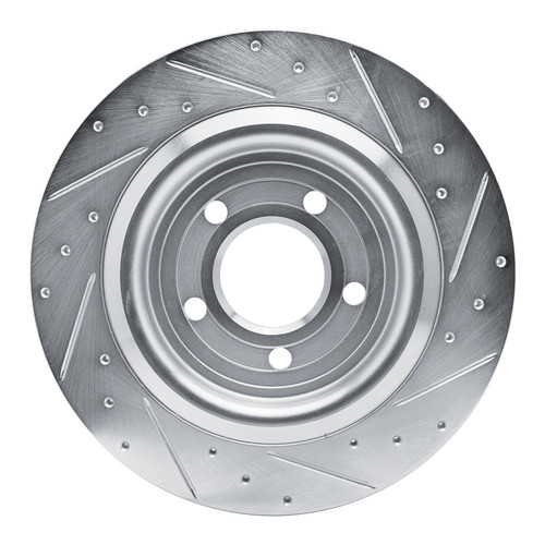 R1 20-25 Ford Explorer Rear Left Drilled & Slotted Silver Brake Rotor