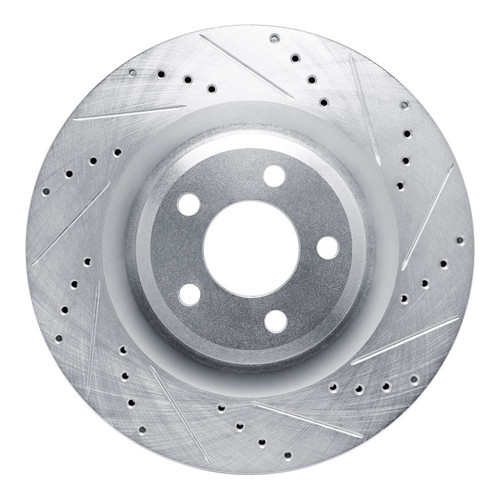 R1 20-25 Ford Explorer Front Right Drilled & Slotted Silver Brake Rotor