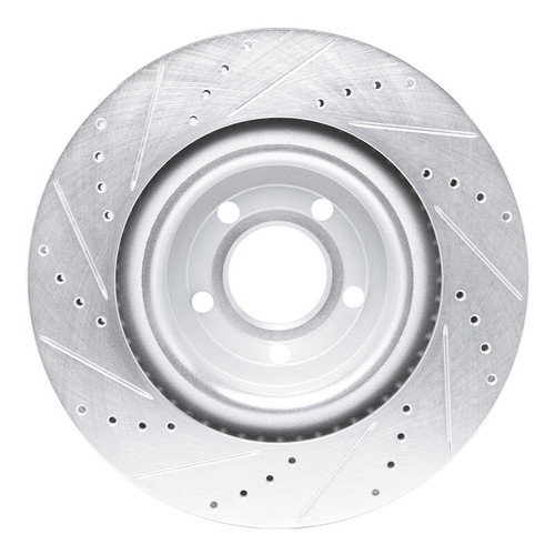R1 20-25 Ford Explorer Front Right Drilled & Slotted Silver Brake Rotor