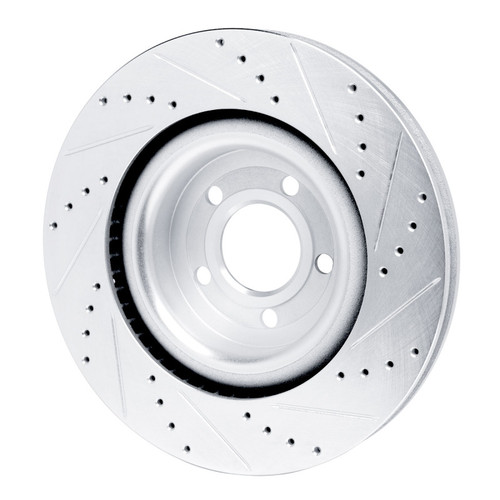 R1 20-25 Ford Explorer Front Left Drilled & Slotted Silver Brake Rotor