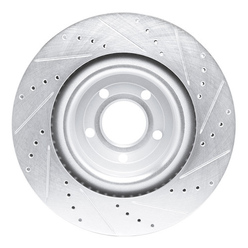 R1 20-25 Ford Explorer Front Left Drilled & Slotted Silver Brake Rotor