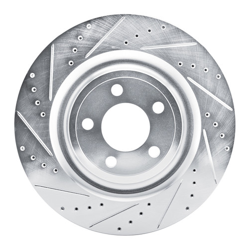 R1 20-25 Ford Police Interceptor Utility Rear Left Drilled & Slotted Silver Brake Rotor