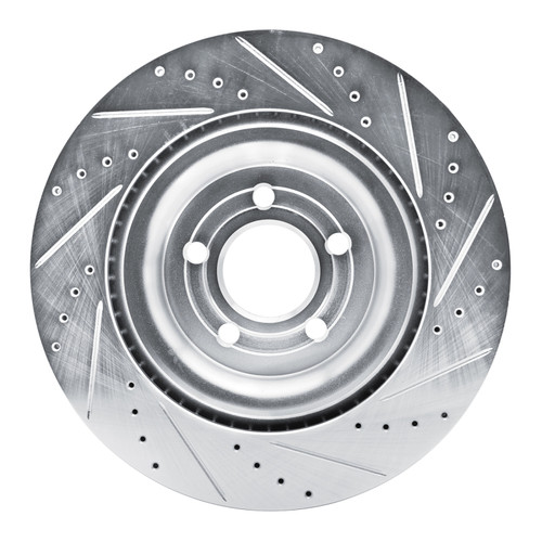 R1 20-25 Ford Police Interceptor Utility Rear Left Drilled & Slotted Silver Brake Rotor