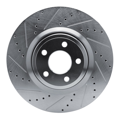 R1 20-25 Ford Police Interceptor Utility Front Left Drilled & Slotted Silver Brake Rotor