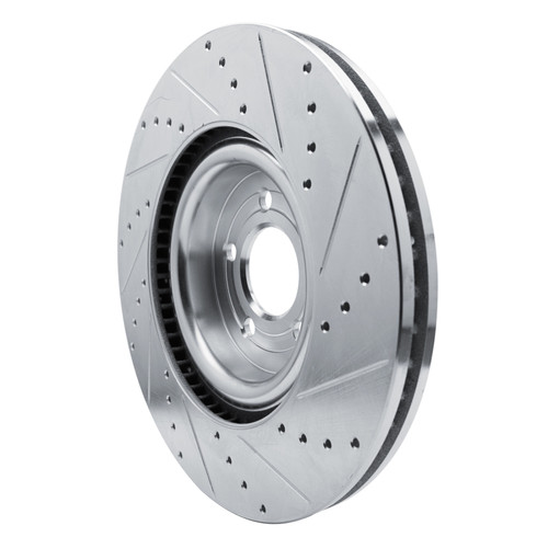 R1 20-25 Ford Police Interceptor Utility Front Left Drilled & Slotted Silver Brake Rotor