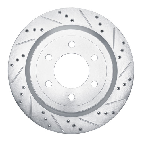R1 18-21 Ford F-150 4WD Rear Right Drilled & Slotted Silver Brake Rotor