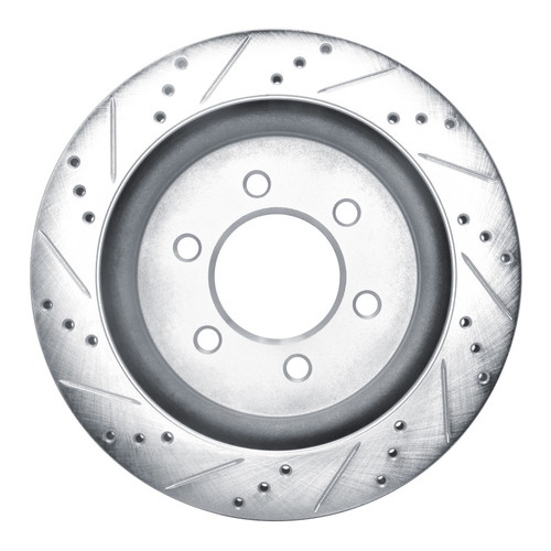 R1 18-21 Ford F-150 4WD Rear Right Drilled & Slotted Silver Brake Rotor