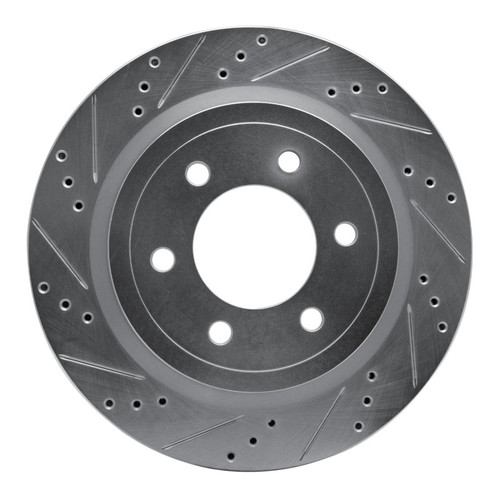 R1 18-21 Ford F-150 4WD Rear Left Drilled & Slotted Silver Brake Rotor
