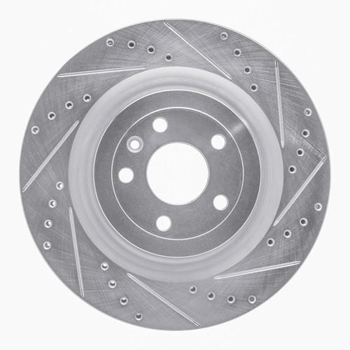 R1 13-19 Ford Explorer Front Right Drilled & Slotted Silver Brake Rotor
