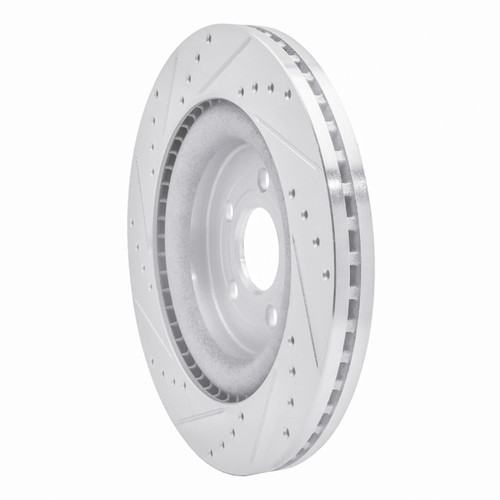 R1 13-19 Ford Explorer Front Right Drilled & Slotted Silver Brake Rotor