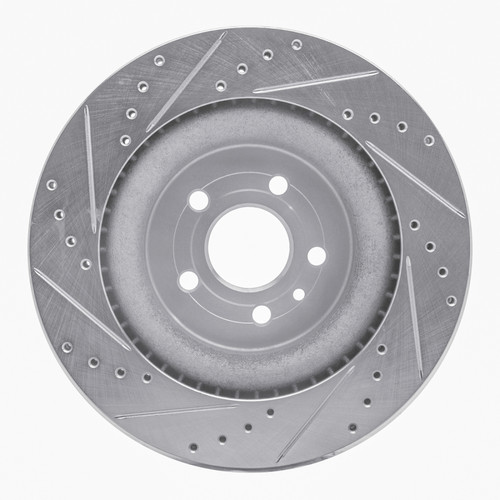 R1 13-19 Ford Explorer Front Right Drilled & Slotted Silver Brake Rotor