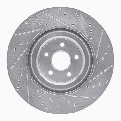 R1 16-18 Ford Focus Front Left Drilled & Slotted Silver Brake Rotor