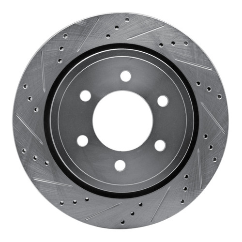 R1 15-17 Ford F-150 4WD Rear Left Drilled & Slotted Silver Brake Rotor