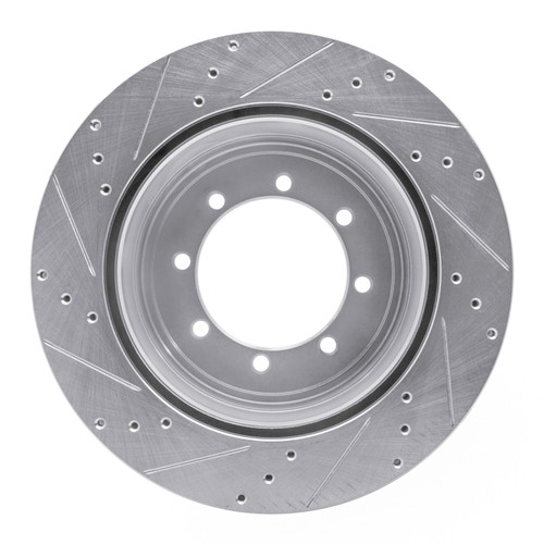 R1 11-22 Ford F-350 Super Duty 4WD Rear Right Drilled & Slotted Silver Brake Rotor