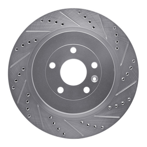 R1 13-19 Ford Police Interceptor Sedan Rear Right Drilled & Slotted Silver Brake Rotor