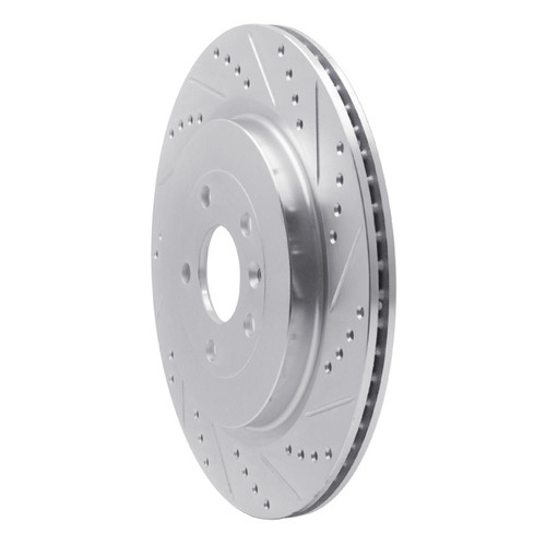 R1 13-19 Ford Police Interceptor Sedan Rear Right Drilled & Slotted Silver Brake Rotor