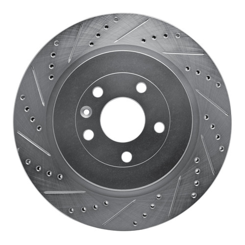 R1 13-19 Ford Explorer Rear Left Drilled & Slotted Silver Brake Rotor